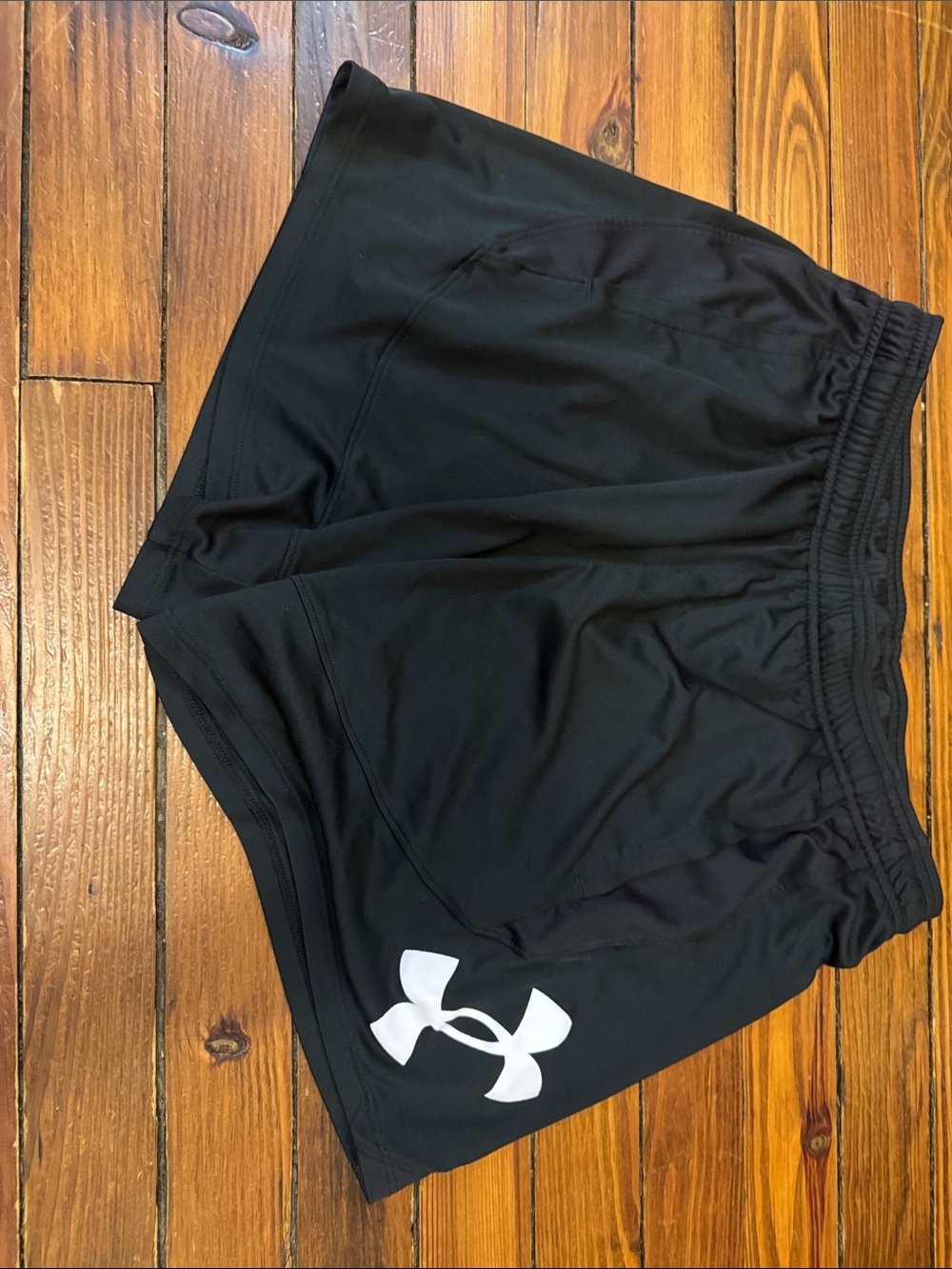 Under Armour Black Women’s Athletic Basketball Shorts with White Logo